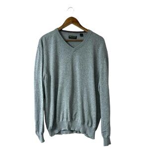 John Bartlett Consensus Gray V-neck Sweater Cotton Tall Winter Mens Size XXL